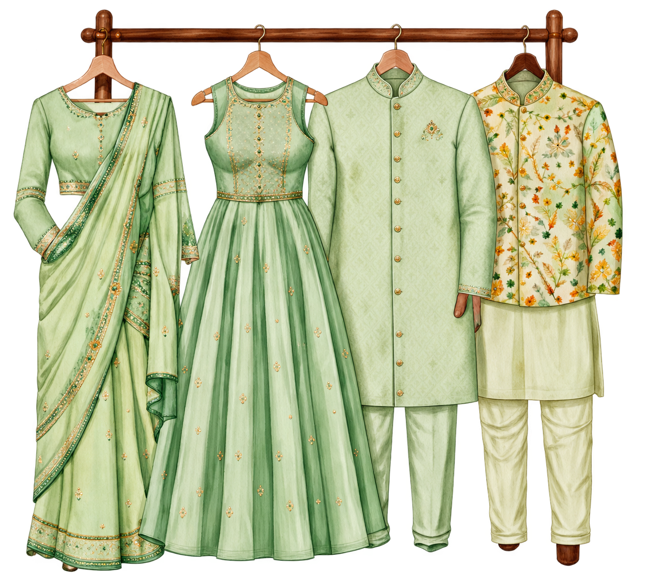 Shades of green outfit examples